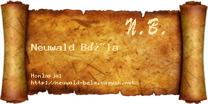 Neuwald Béla névjegykártya